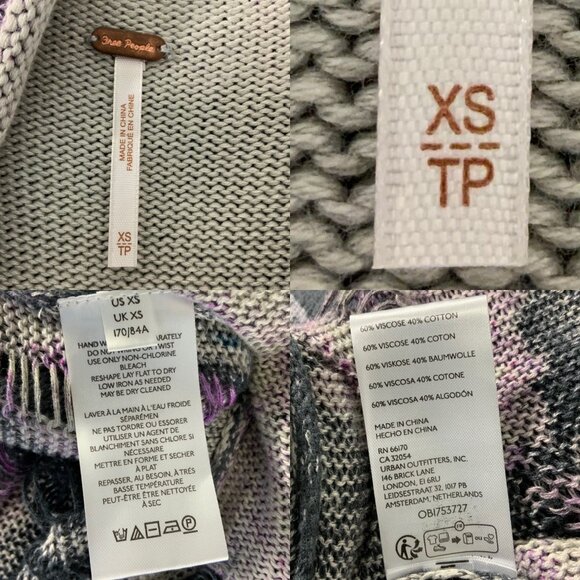 Free People Elaine Maxi Dress XS Floral Knit Distressed Hem Oversized Bohemian - Picture 3 of 14